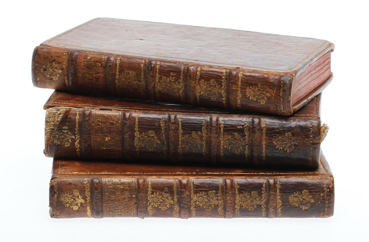 JEAN JACQUES ROUSSEAU, "Lettres de deux amans", 3 band, Utgiven på "Chez Marc Michel Rey" Amsterdam 1762.