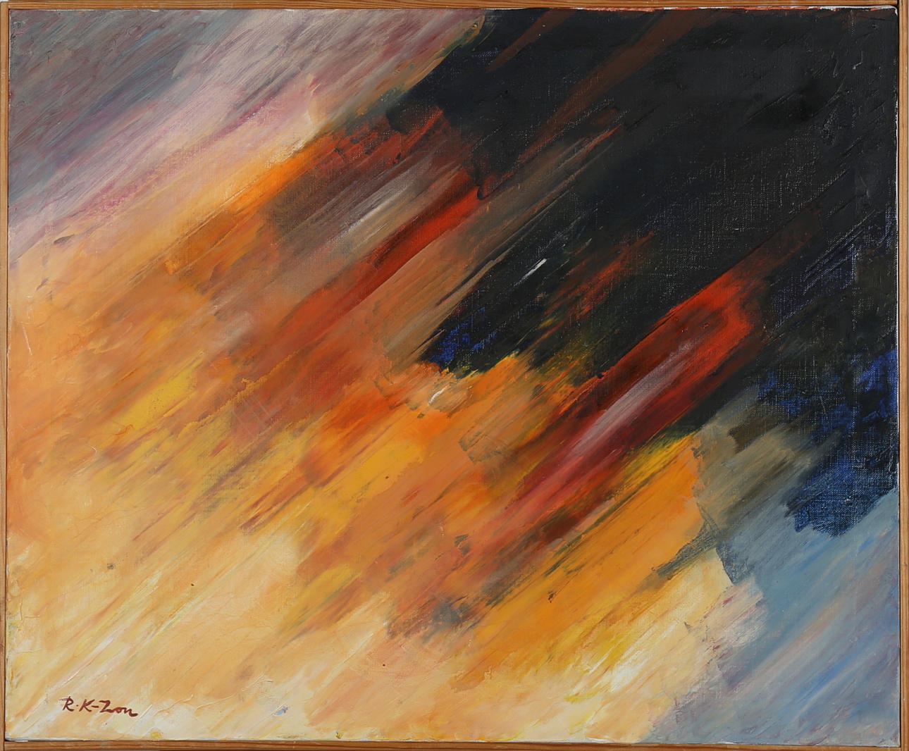 RUNE KARLSSON. Sekunderna efter rymdfärjan Challengers explosion, olja på duk, signerad R K-Zon.