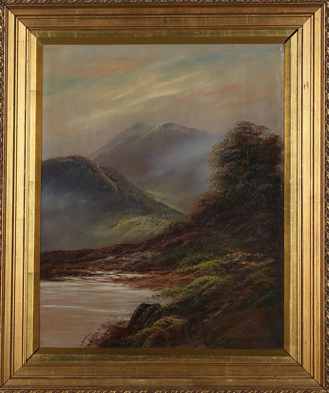 THOMAS WOOD (1800-1878). Backlandskap, England, olja på pannå, signerad T Wood.