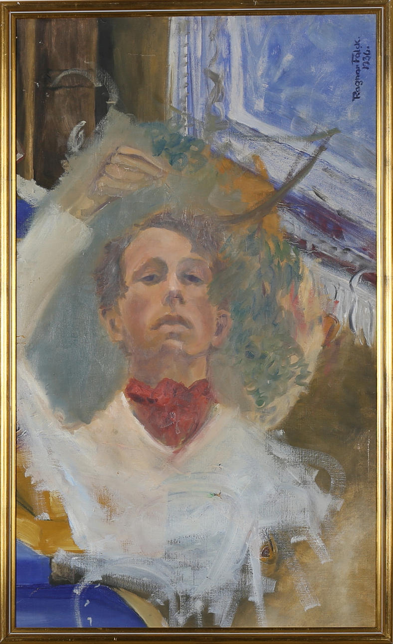 RAGNAR FALCK. Olja på duk, figurkomposition vid fönster. Signerad Ragnar Falck 1936.