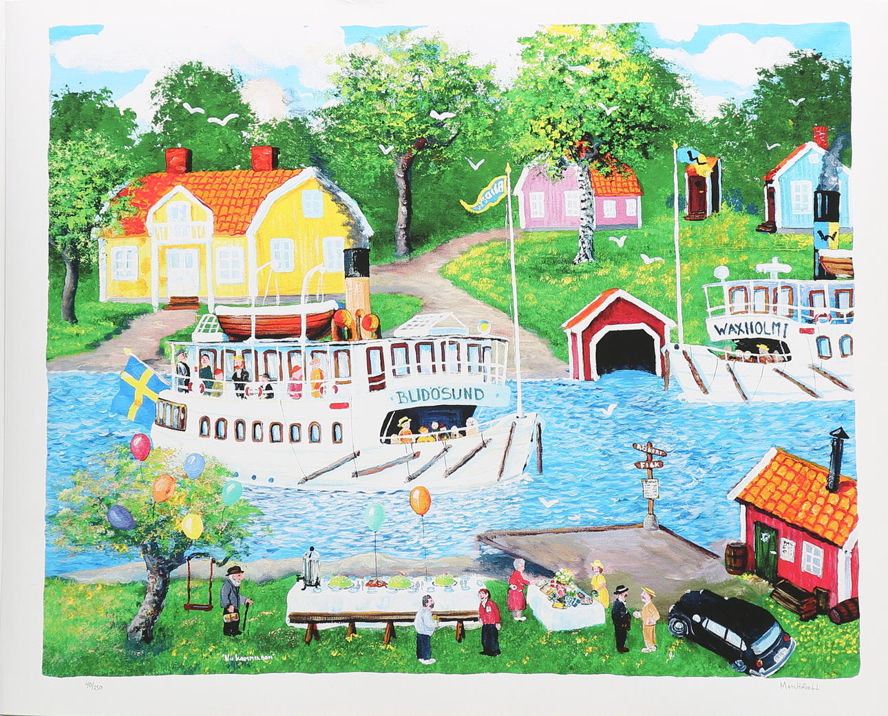 MATS HÅRDELL. Blidösund, Färgserigrafi nr 40/250, signerad.