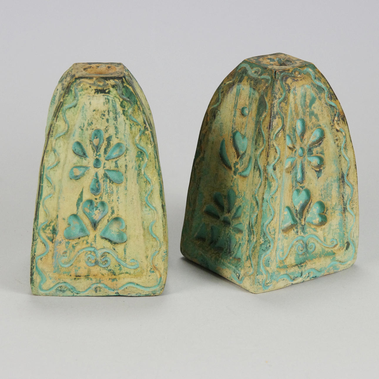 LJUSSTAKAR, 1 par, oglaserat stengods, Andersson & Johansson, Höganäs.