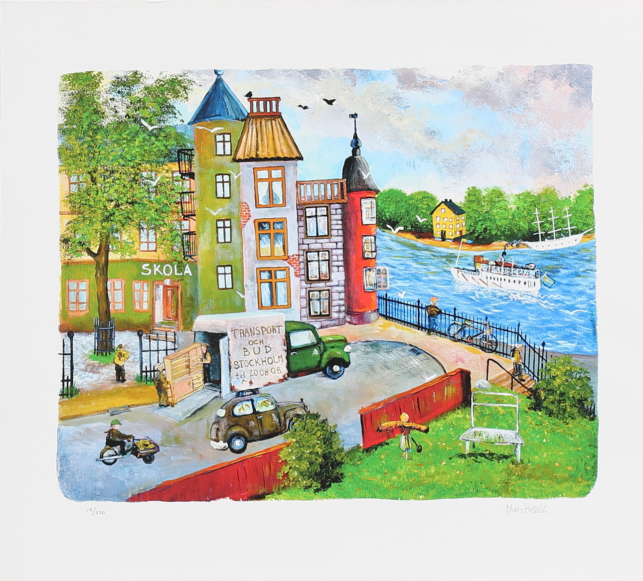 MATS HÅRDELL. Budbilen, färgserigrafi nr 12/250, signerad.