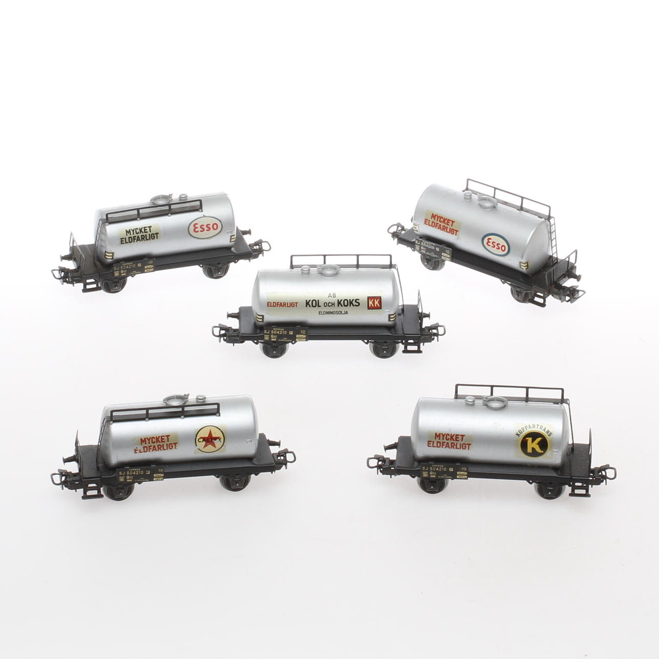 MÄRKLIN 5 tankvagnar 4524 Esso, 4525 Kol och Koks, 4526 Caltex och 4527 Koppartrans.