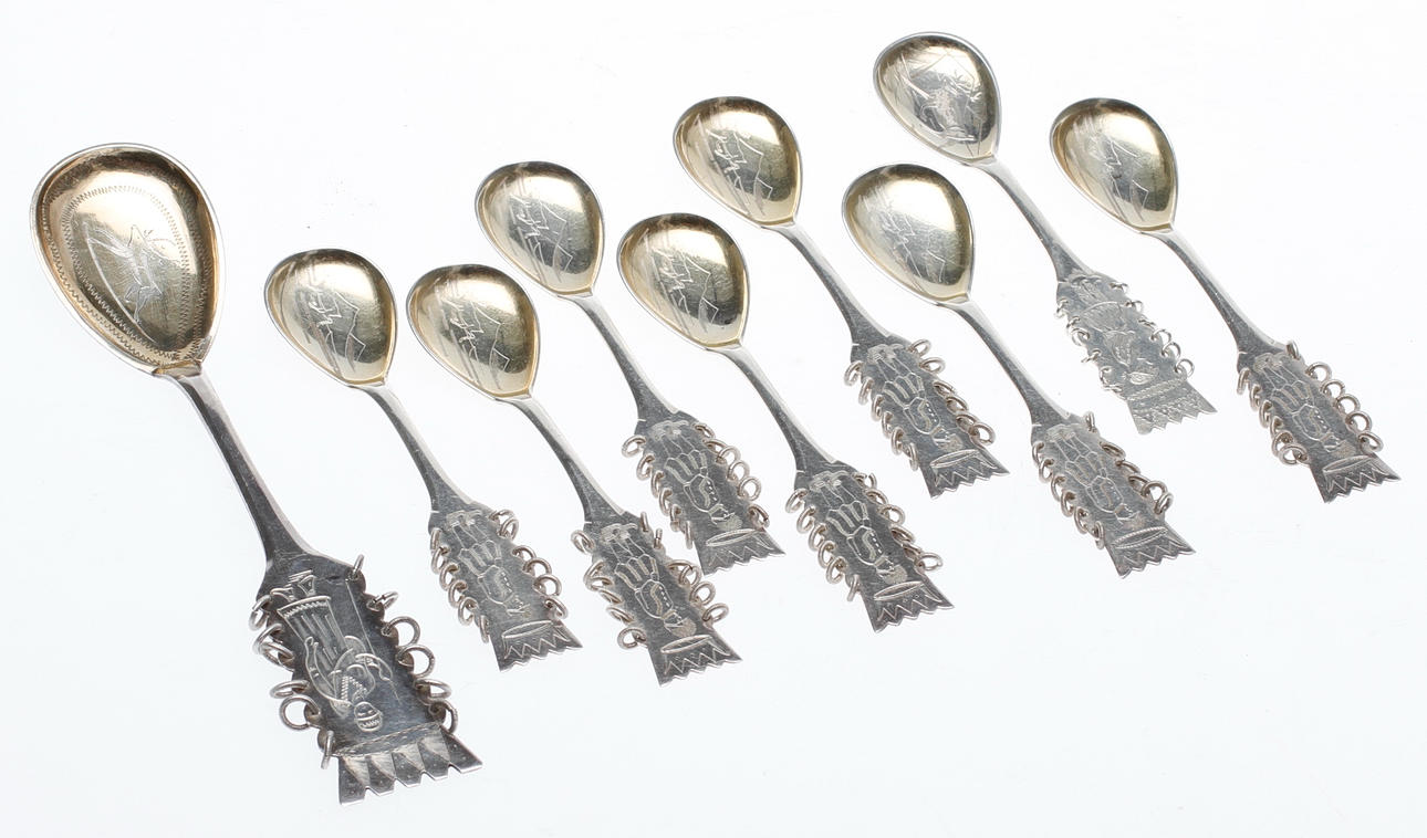 LAPPSKEDAR, 8 + 1 st, silver, vikt ca. 135 g.