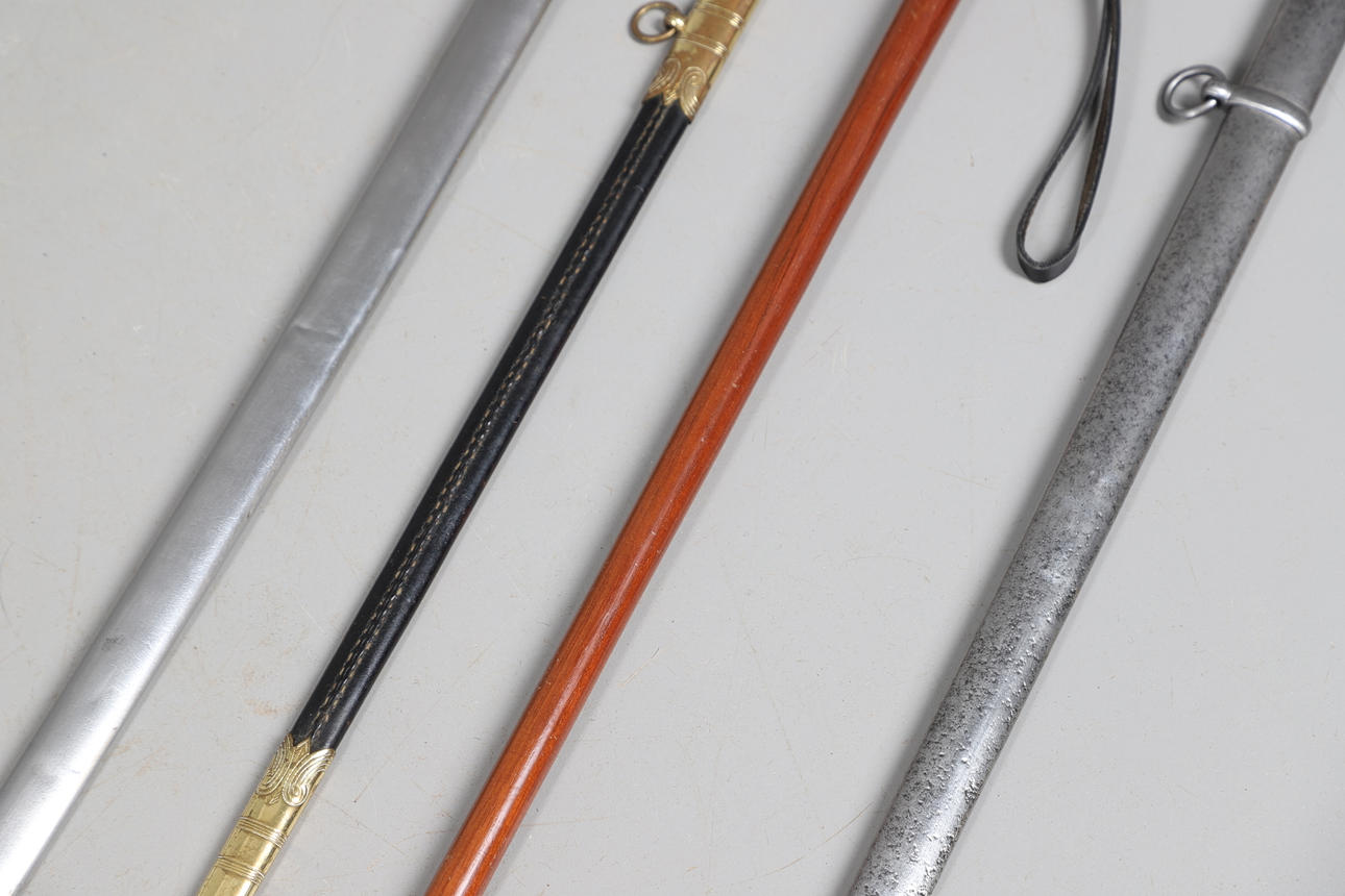 TWO STEEL SCABBARDS AND OTHERS. Weapons & Militaria - Edged weapons ...