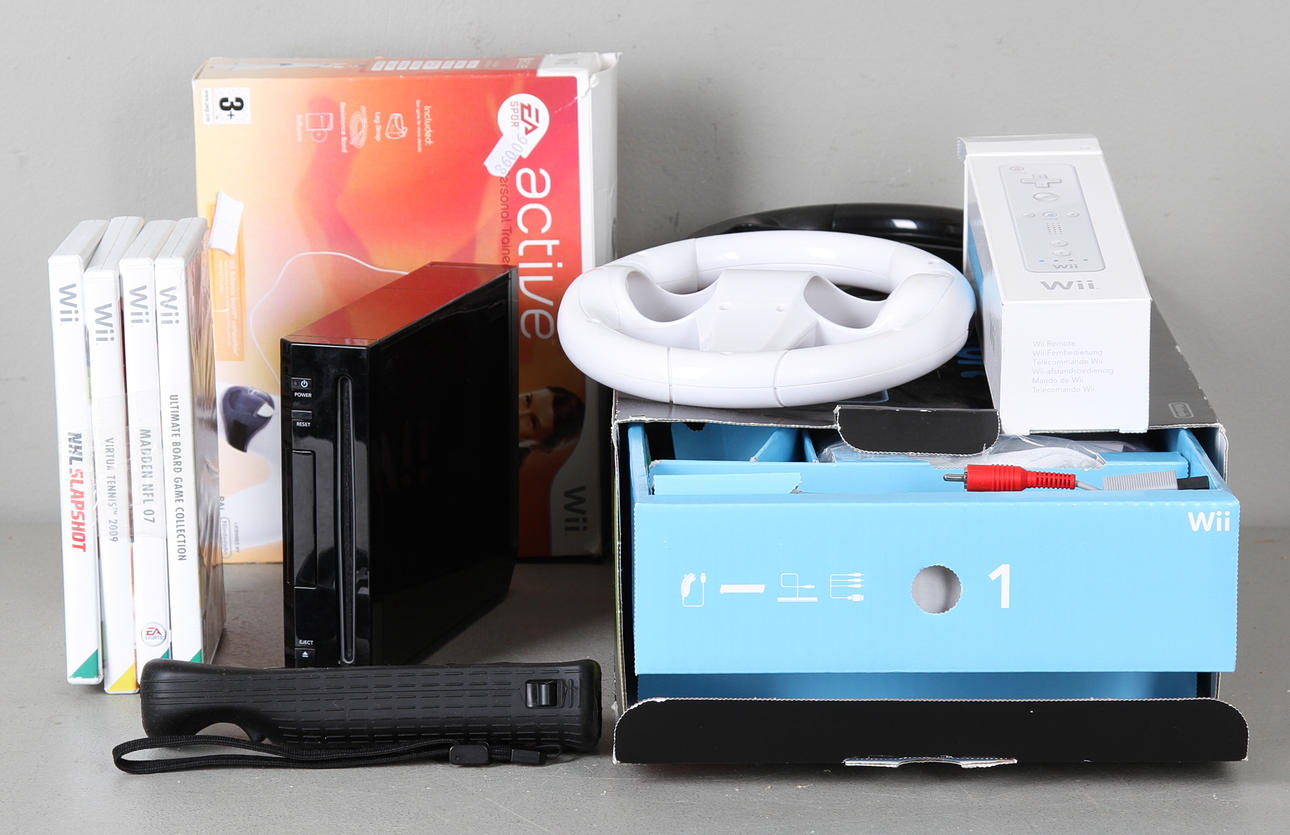 SPELKONSOL, NINTENDO WII, svart.