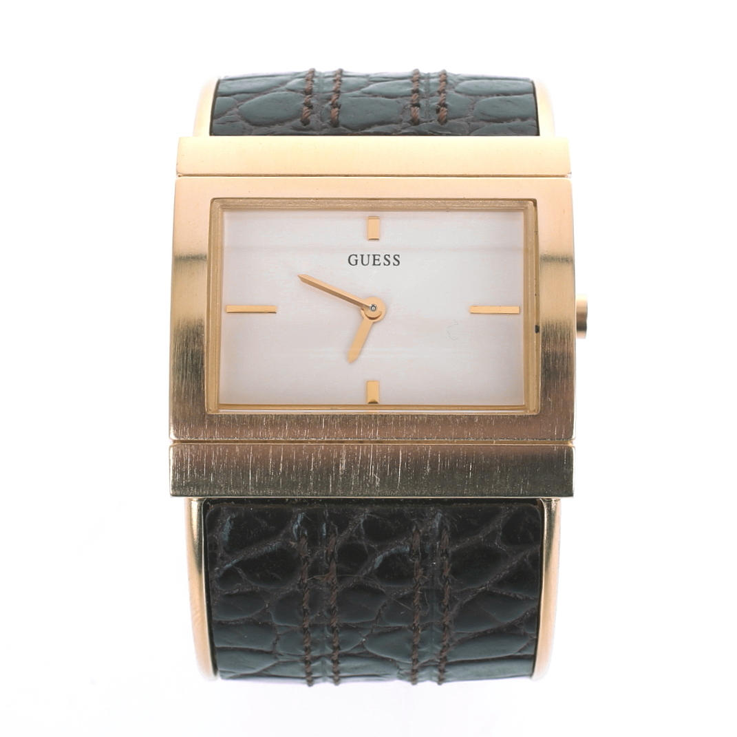 ARMBANDSUR, Guess, stelt armband, gulmetall, skinn.