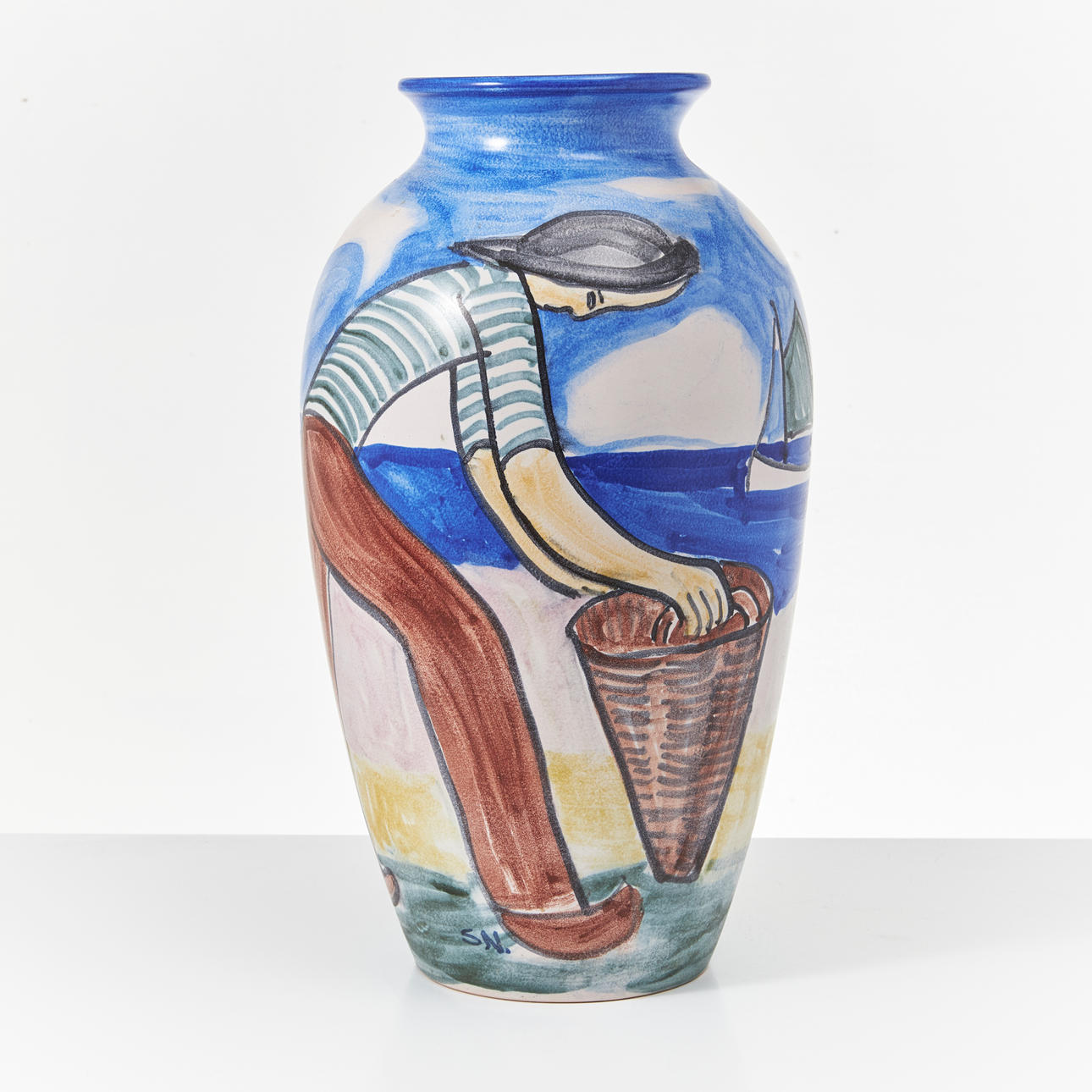 A ceramic floor vase, signed, Söholm, Denmark.