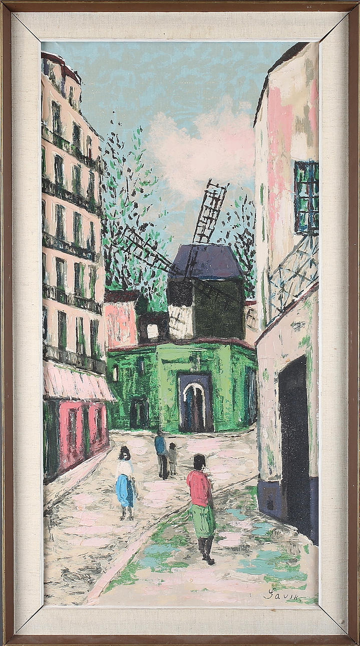 TAGE GAVIK. Gatuvy, olja på duk.