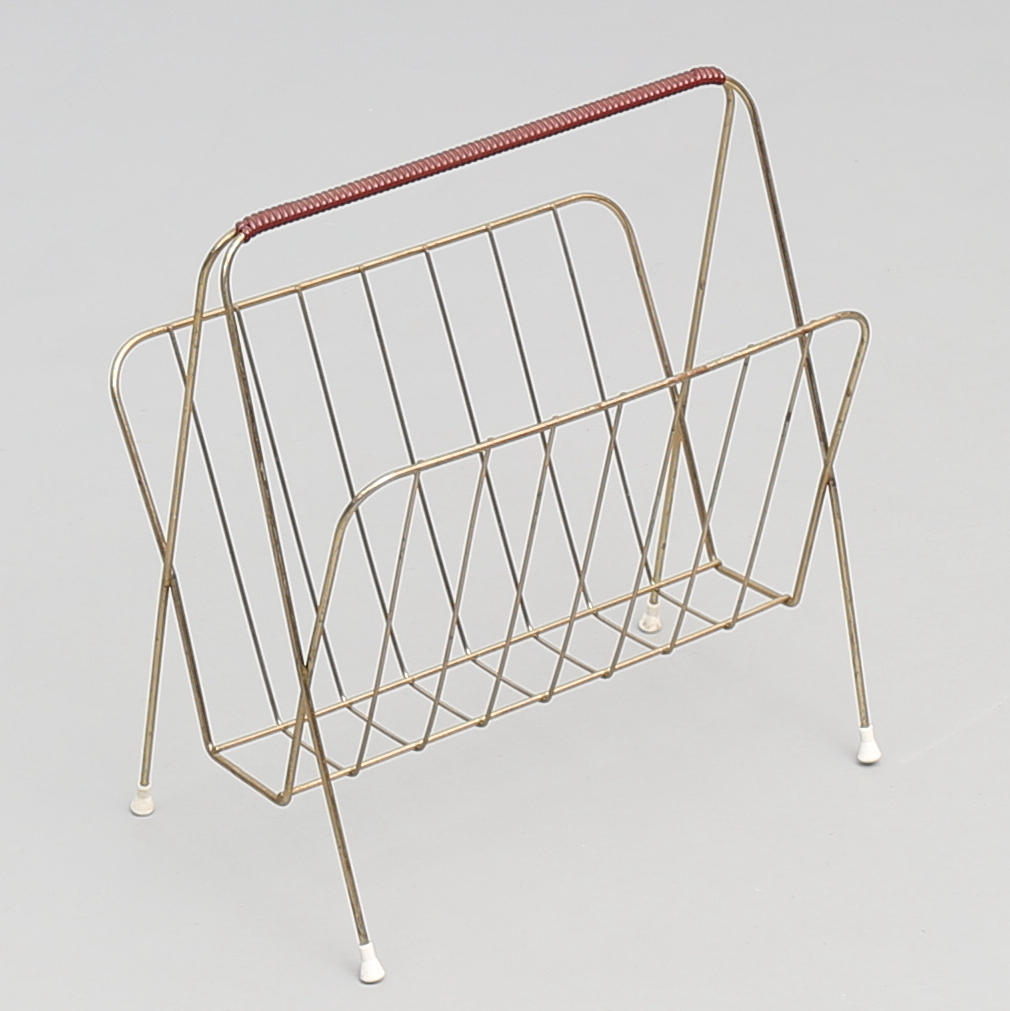 TIDNINGSSTÄLL, gulmetall, 1950/60-tal.