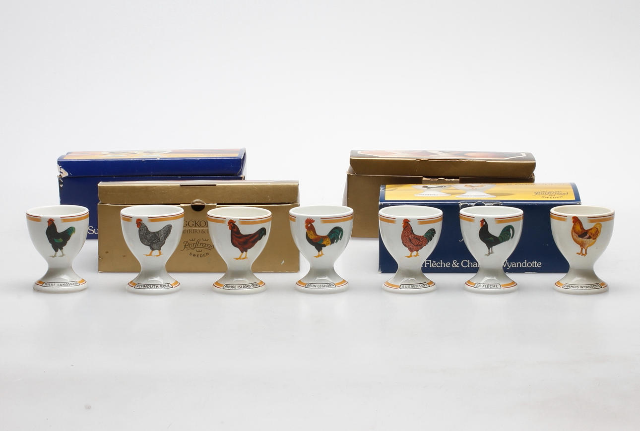 ÄGGKOPPAR, 7 st. Porslin, Rörstrand, 1900-tal.