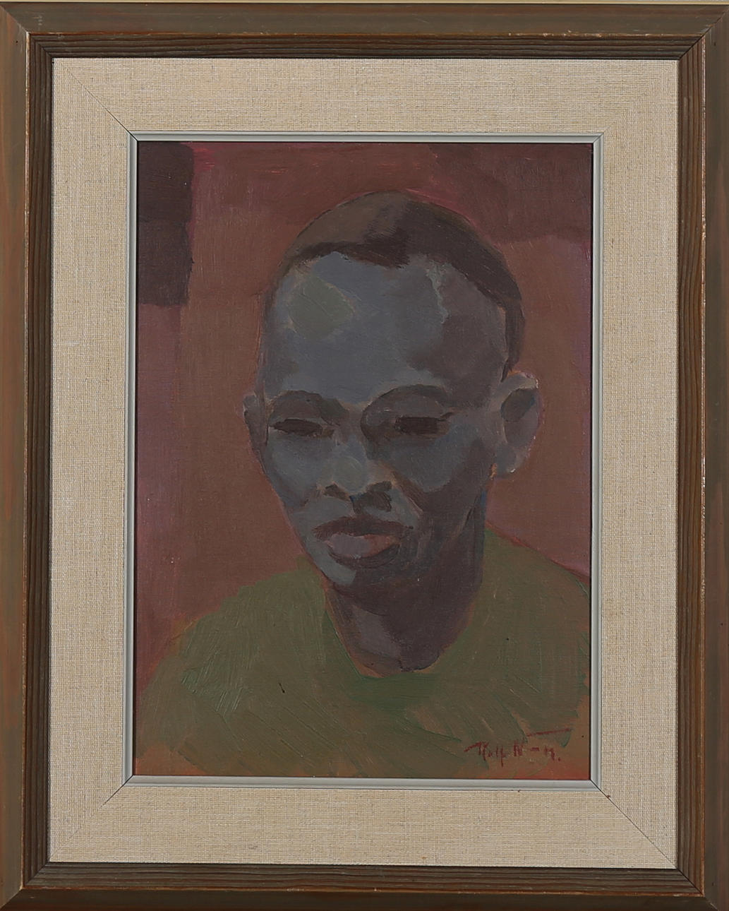 ROLF NORRMAN. Portätt av ung man, olja på pannå, signerad Rolf N-n.