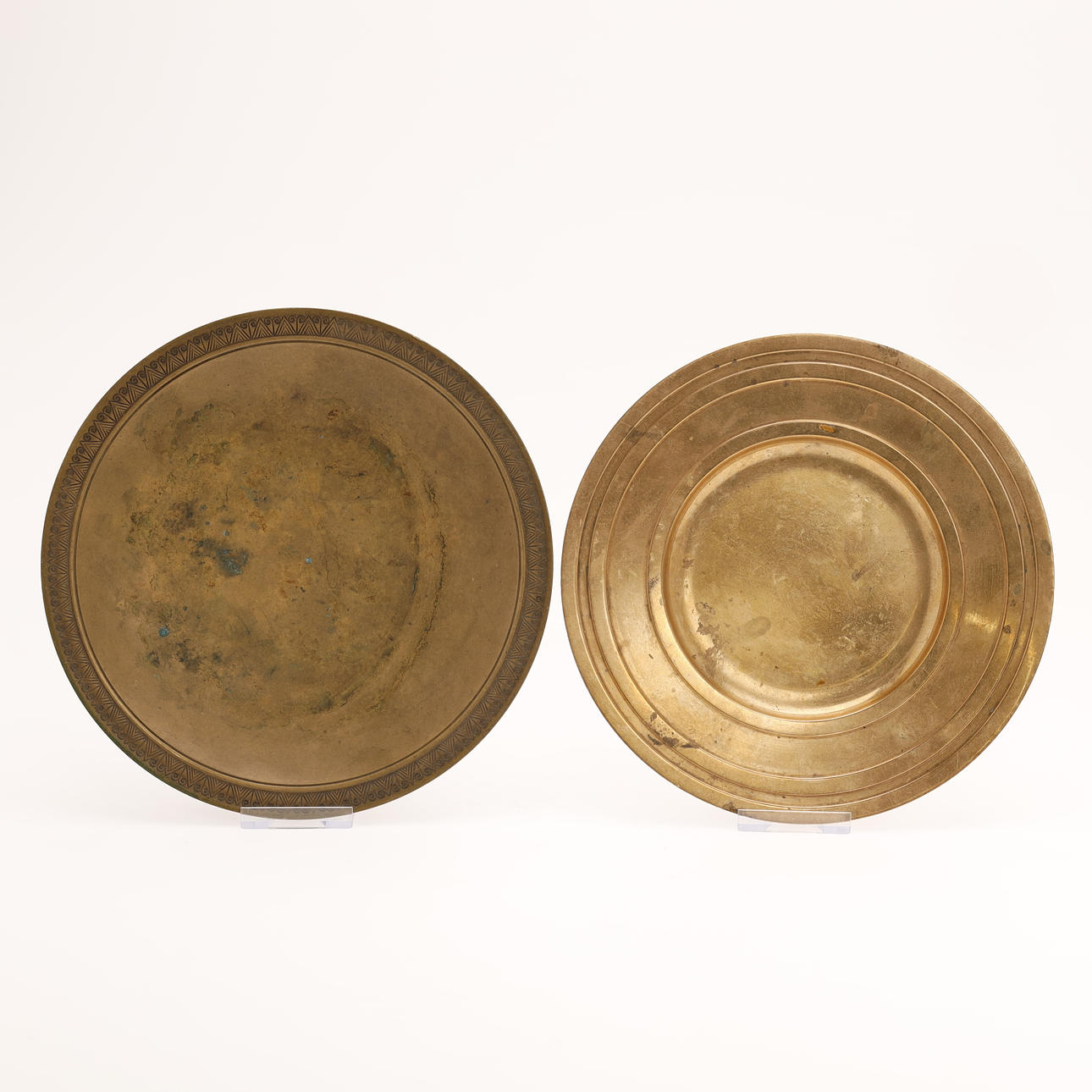 2 st. tallrikar, brons, Cawa, Just Andersen, Danmark, (2).