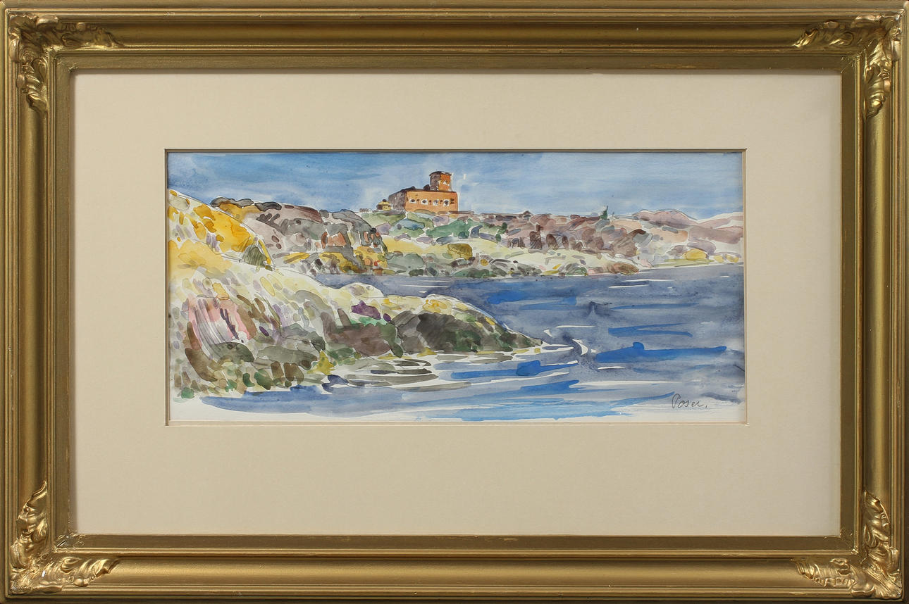 MARTIN POSER. Marstrand, akvarell, signerad.