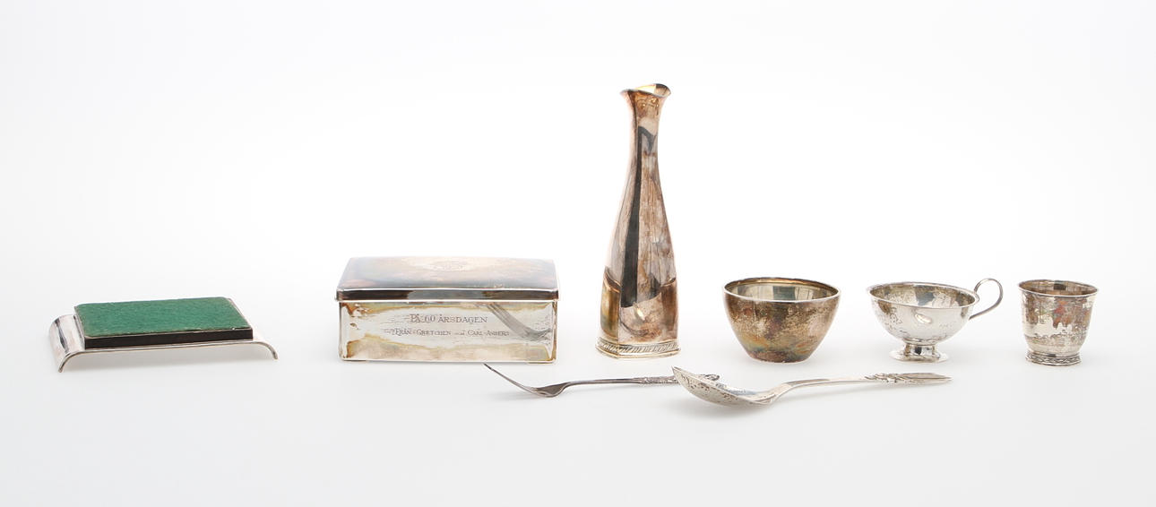 PARTI SILVER, 7 delar, 1900-talets första hälft, ca 800 gram.