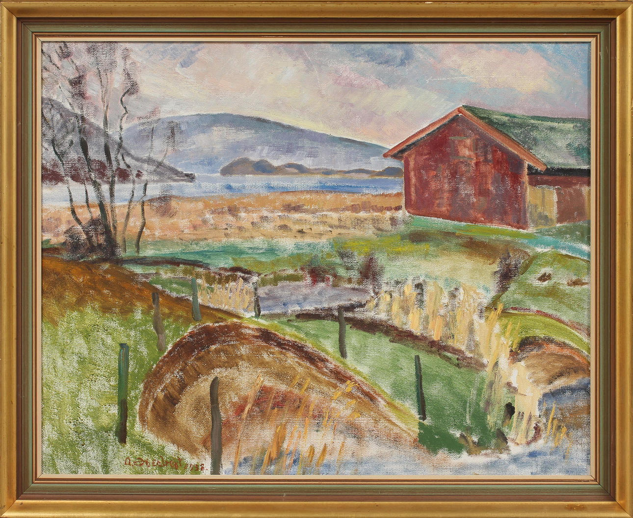 ARVID HERBERT. "Vid älvstranden", olja på pannå, signerad.