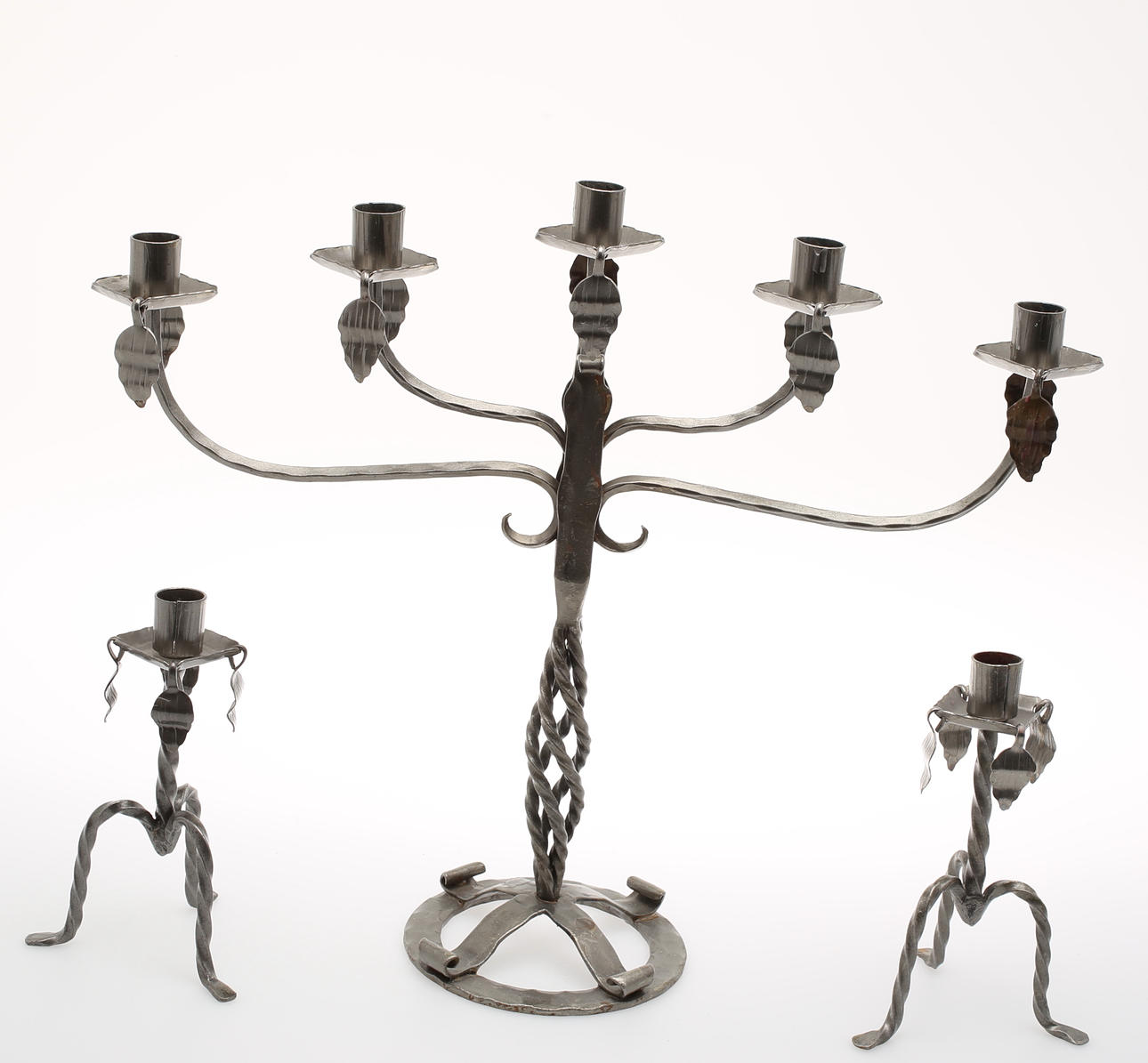 SMIDESLJUSSTAKAR, 3 stycken, fem arm "käck-hedby Leksand".