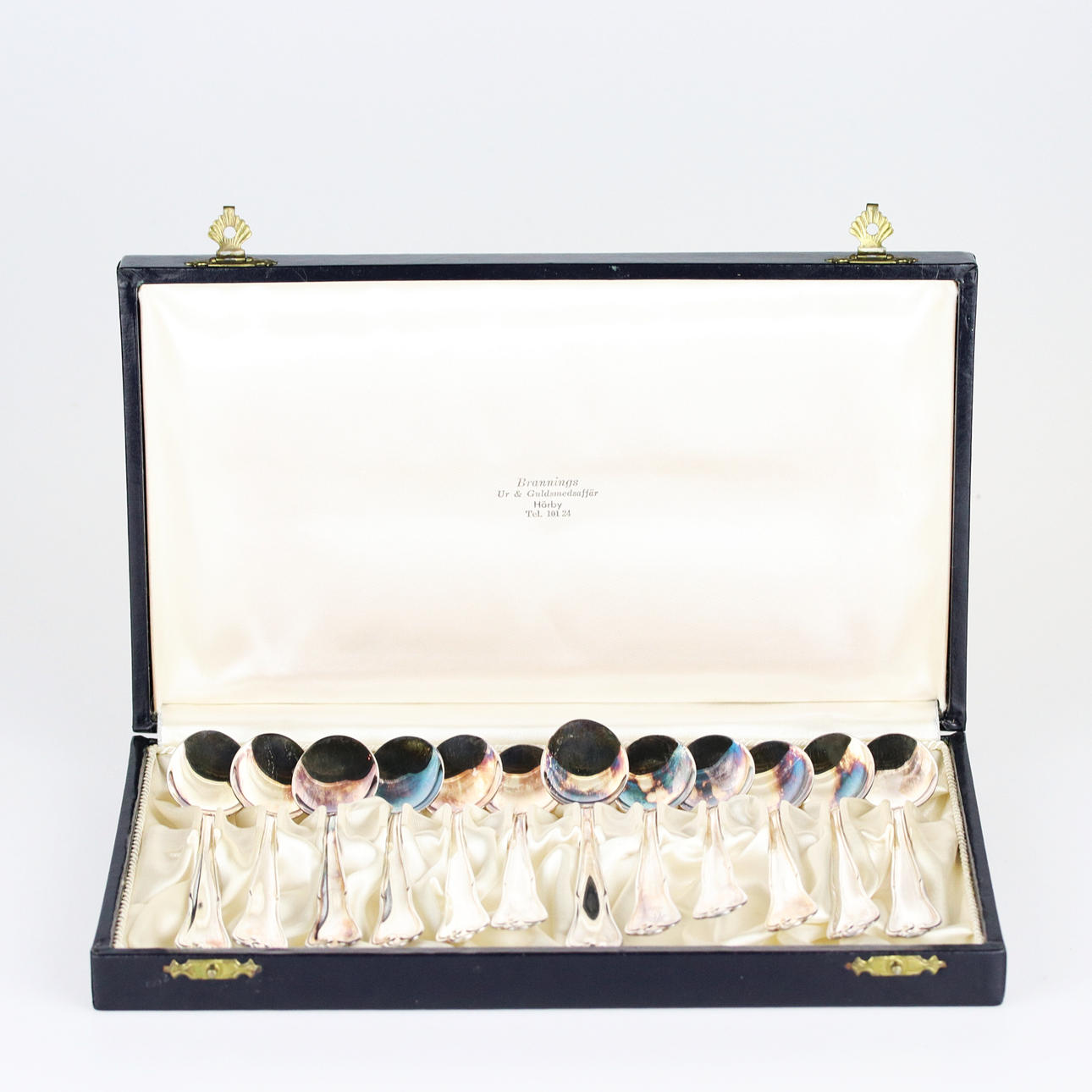 KAFFESKEDAR, 12 st. silver, Mema Guld & Silver AB, Lidköping 1962.