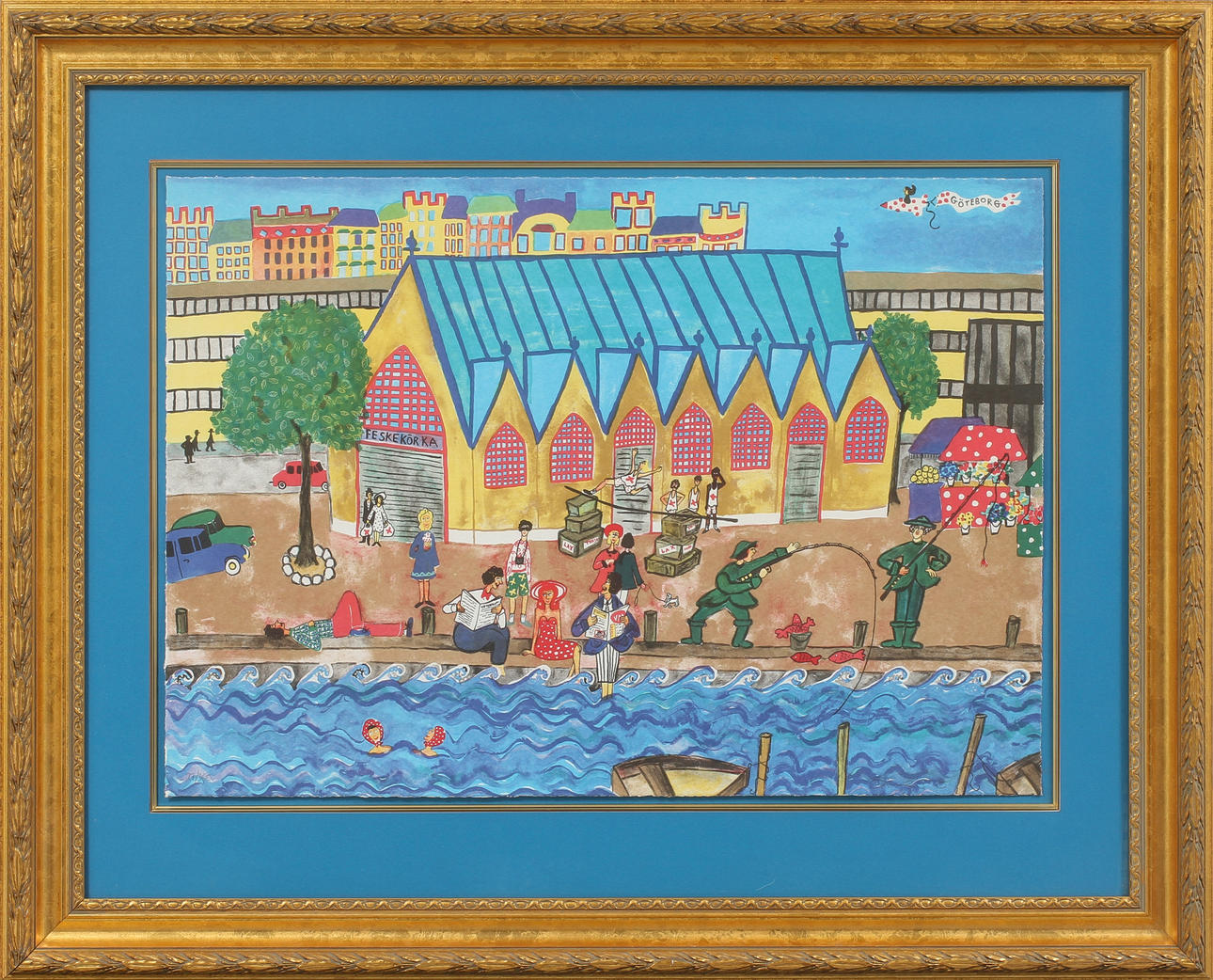 MARIKA LANG. Feskekörka, färglitografi, signerad och numrerad 27/360.