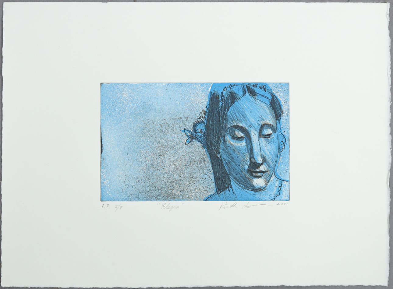 KUUTTI LAVONEN. ”Elegia”, etsaus, lehtiön lehti.