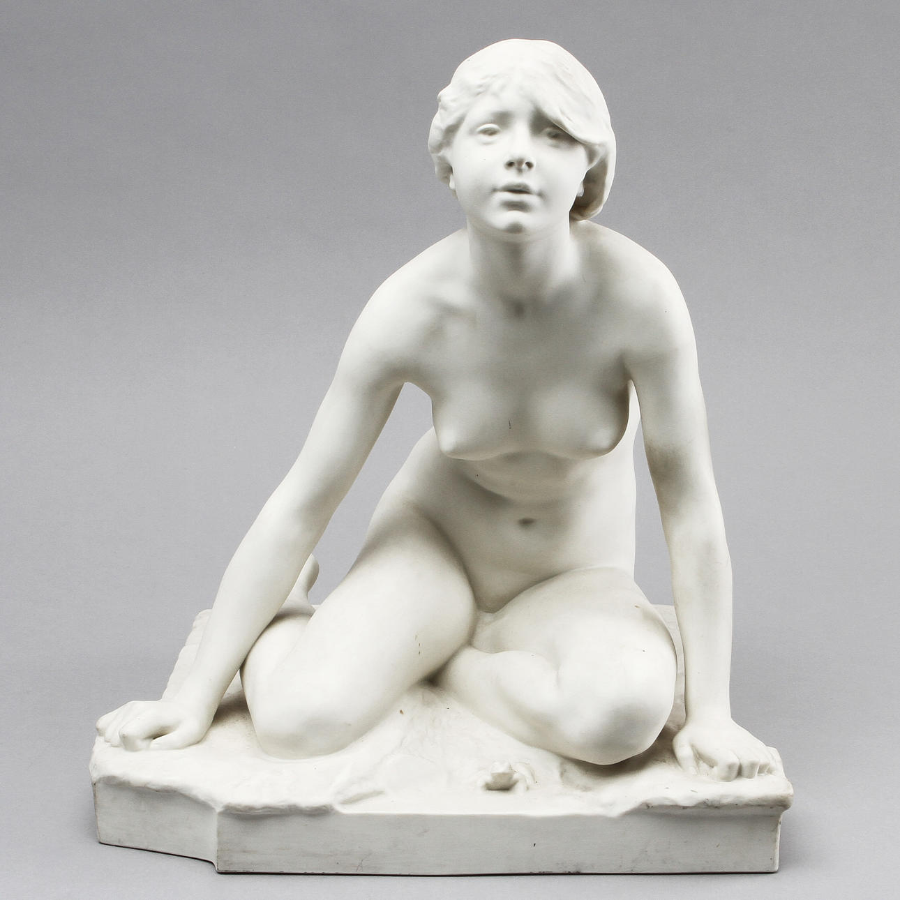 SKULPTUR, parian,"Grodan" efter Per Hasselberg,signerad, Gustavsberg.