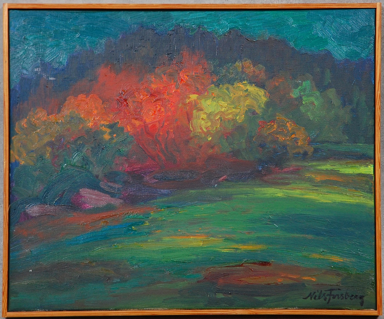 NILS FORSBERG. olja på duk, " Höstskog " signerad.