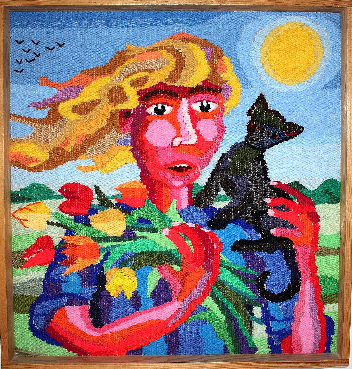 SIRI SØGER. textilkonst, Mille, daterad 1982.