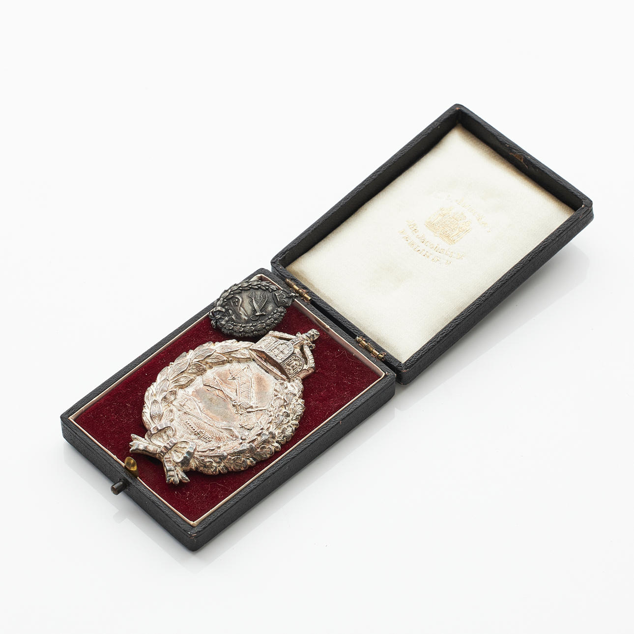 PILOT BADGE, Flugzeugführerabzeichen, silver, Firma C.E. Juncker Berlin, 1910s, with miniature.