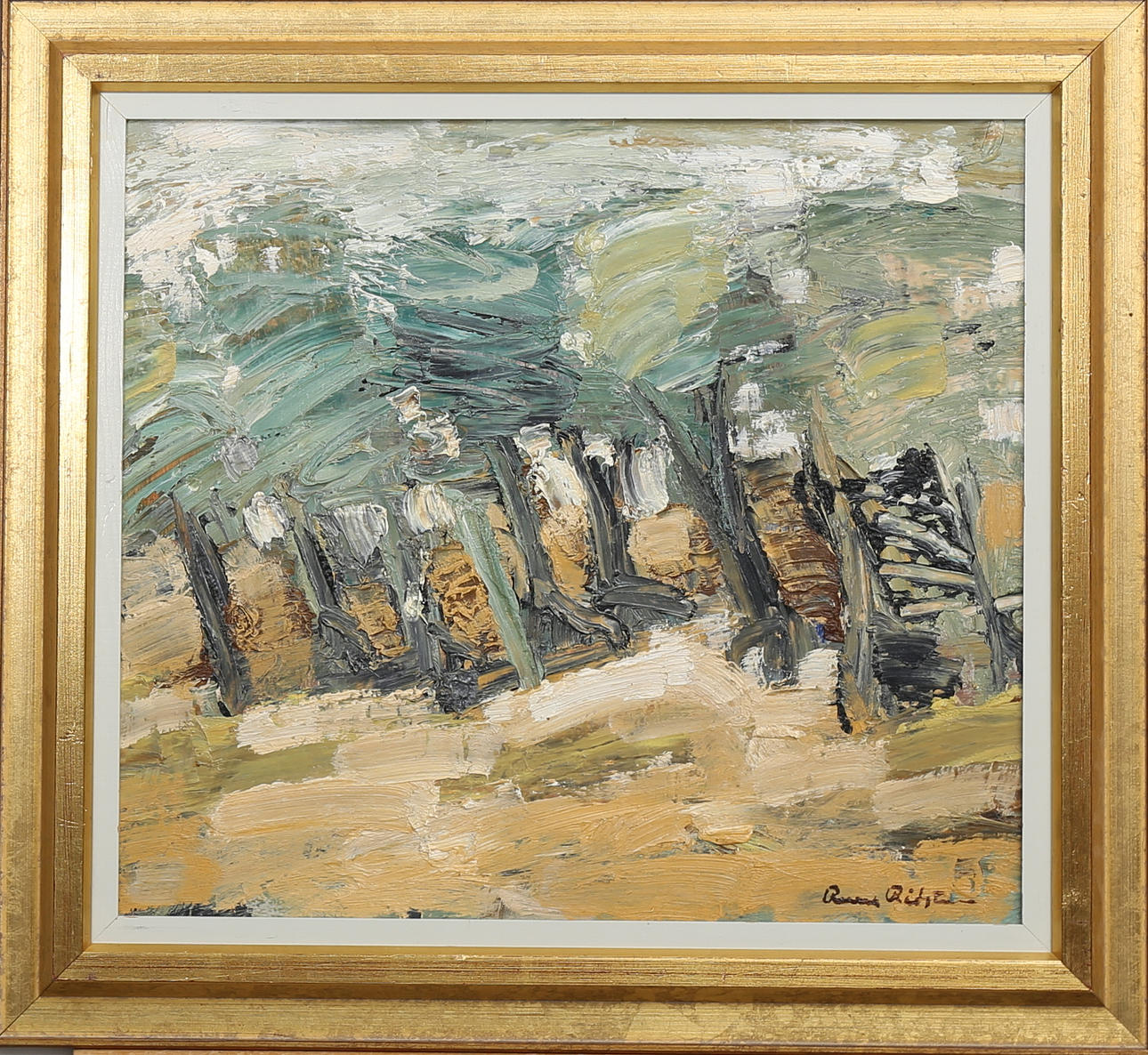 RUNE RÅDSTEN. Skogsmotiv, olja på pannå, signerad.