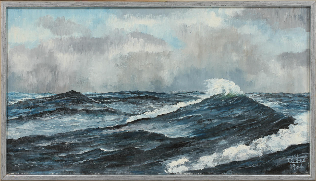 TIBOR KOOS. Havsmotiv, olja på duk, signerad och daterad 1986.