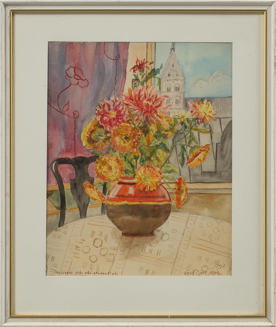 IRIS NORDSTRANDH. Blommor, akvareller, 2 st, signerade.