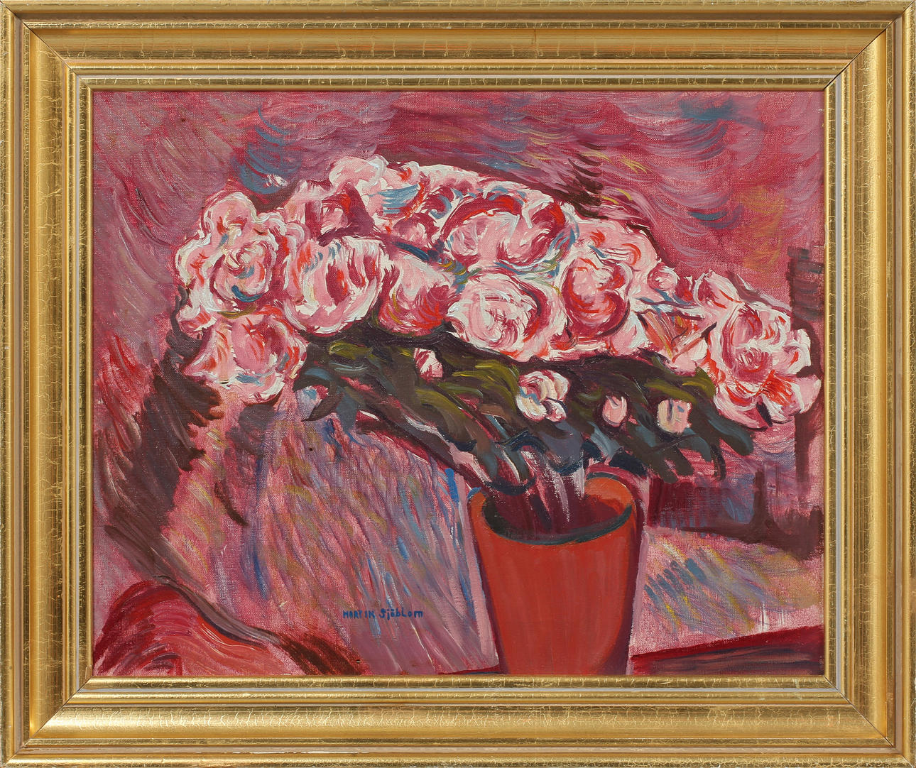 MARTIN SJÖBLOM. Stilleben, olja på duk, signerad.