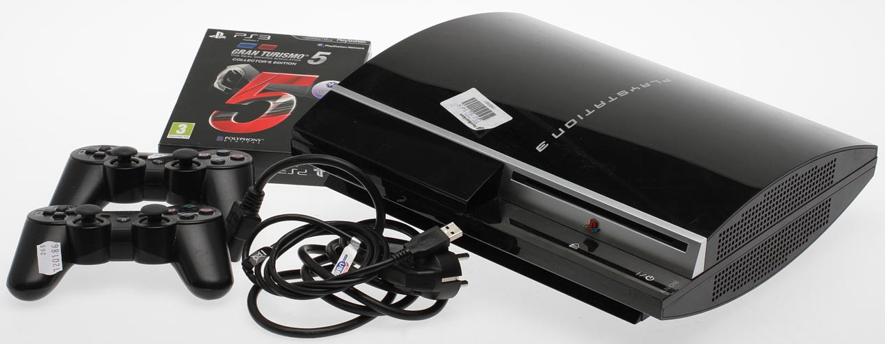 PLAYSTATION 3, med spel samt två stycken handkontroller.
