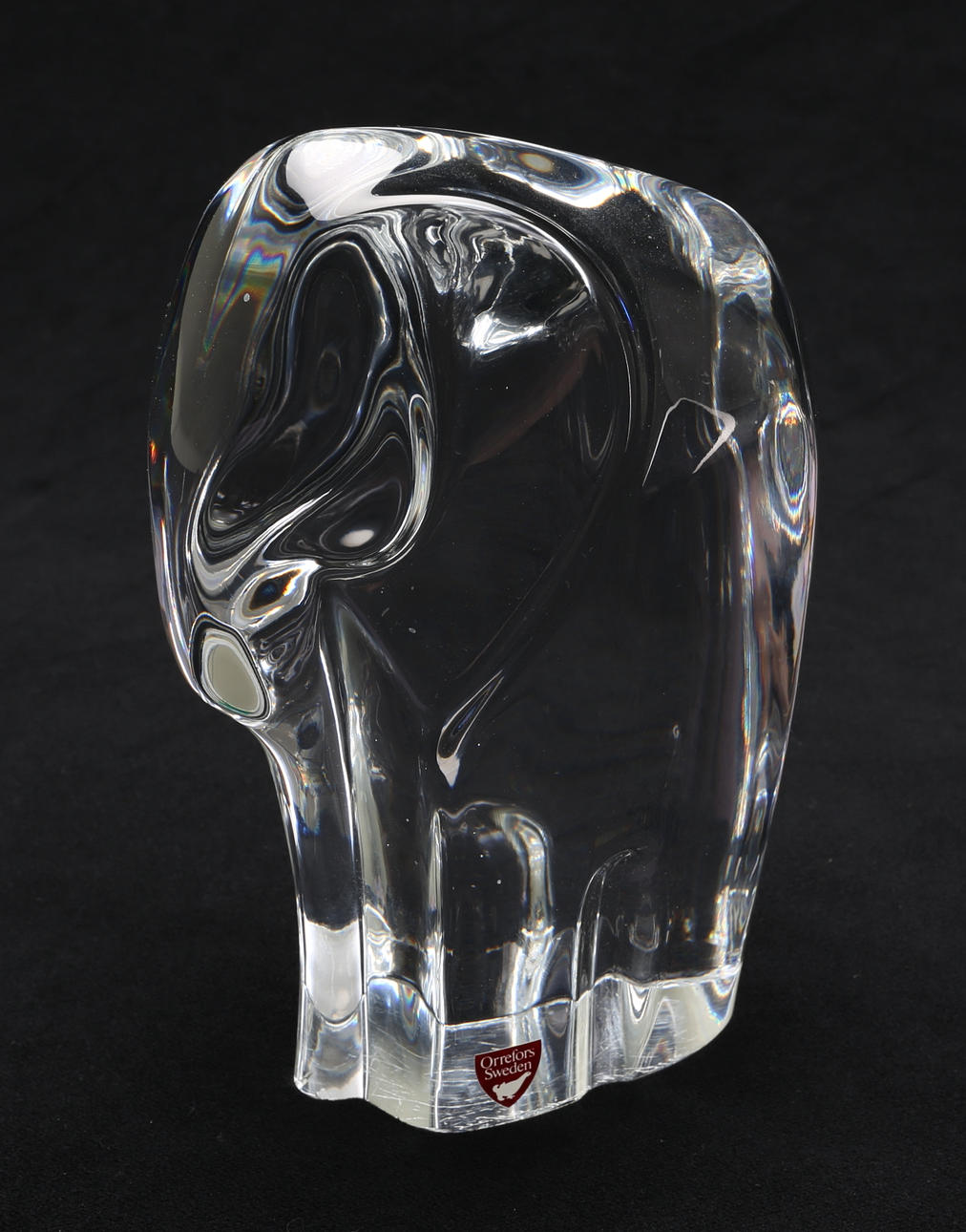 OLLE ALBERIUS. Skulptur, glas, Elefant, Orrefors, signerad.