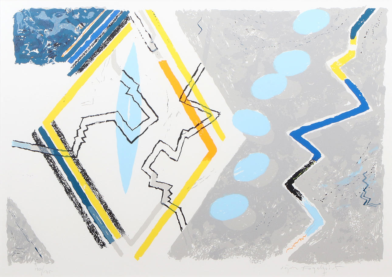 JÖRGEN FOGELQUIST. Lithography, 132/175. Composition. Signed.