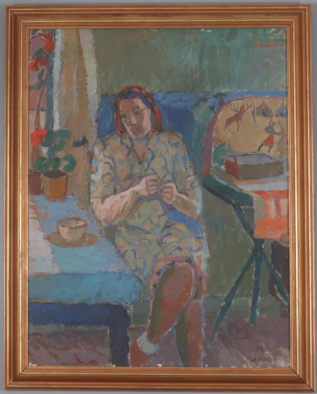 JOHN HEDMAN. The coffee drinker, oil on panel, signed and dated -44.