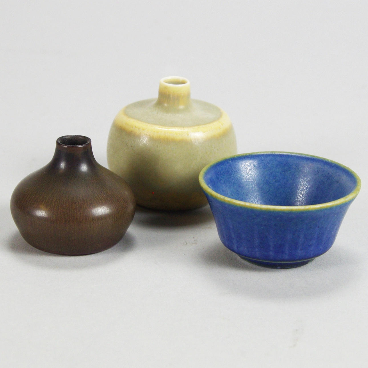 MINIATYRER, 3 stycken, keramik, Carl Harry Stålhane, Rörstrand.