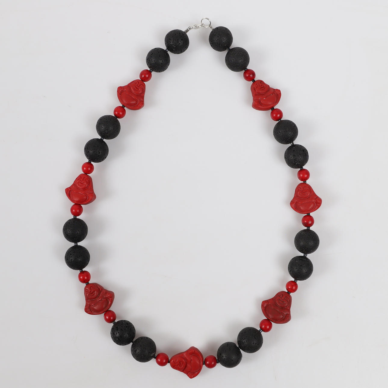 HALSKÆDE, lavasten, røde buddha perler osv.