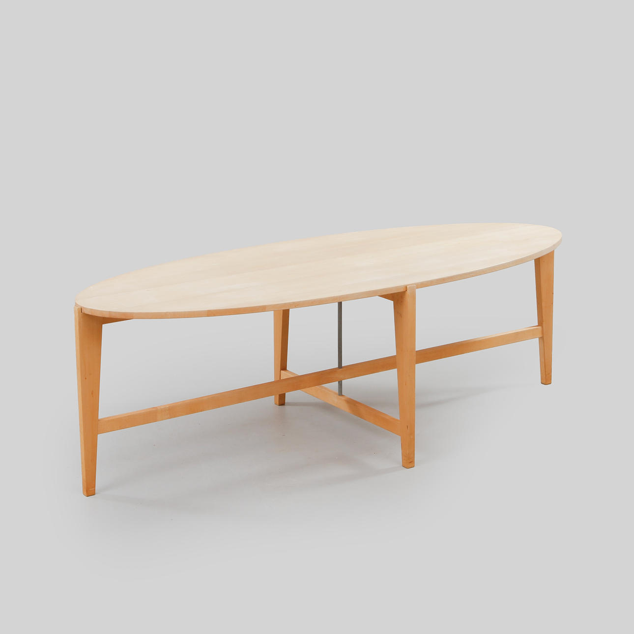 KERSTIN OLBY. Table, birch with central metal strut.