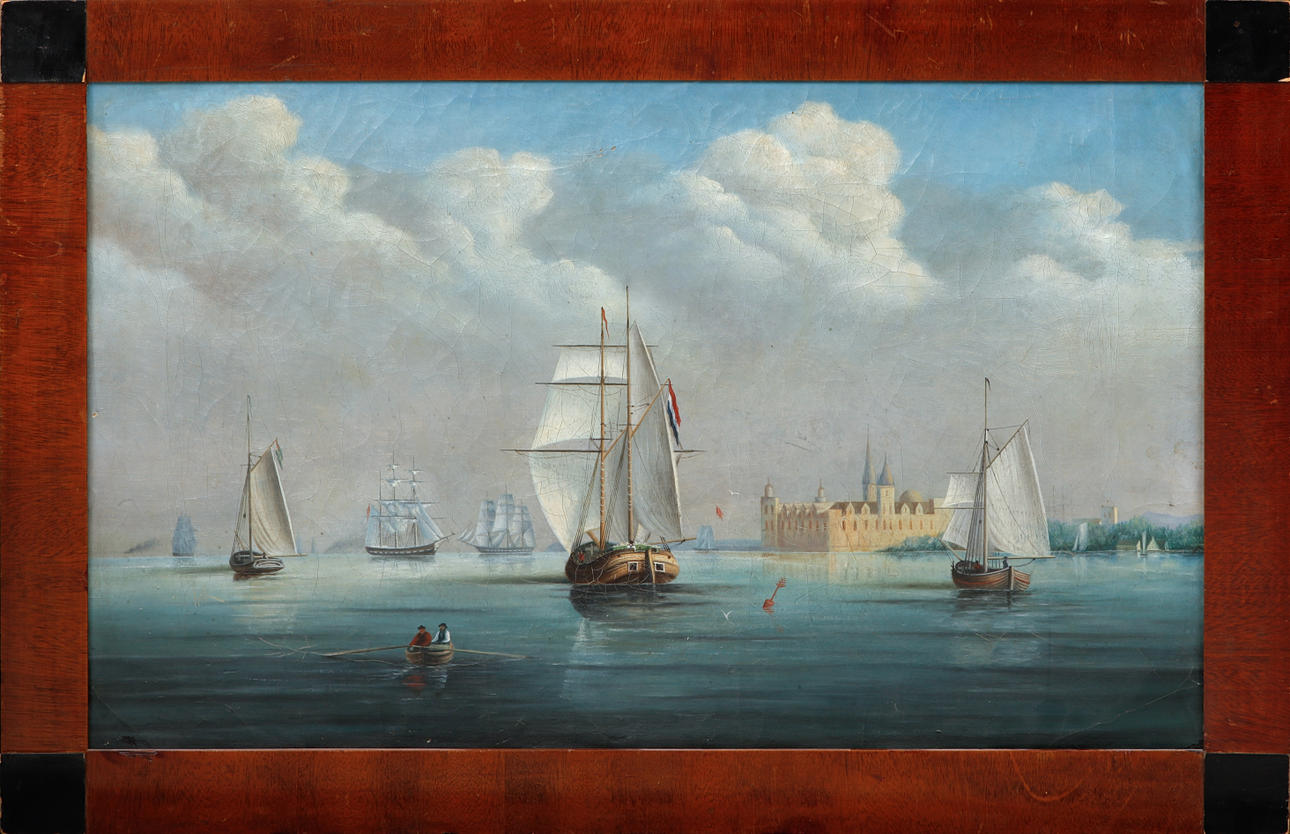 OIDENTIFIERAD KONSTNÄR. Marint motiv, olja på duk.