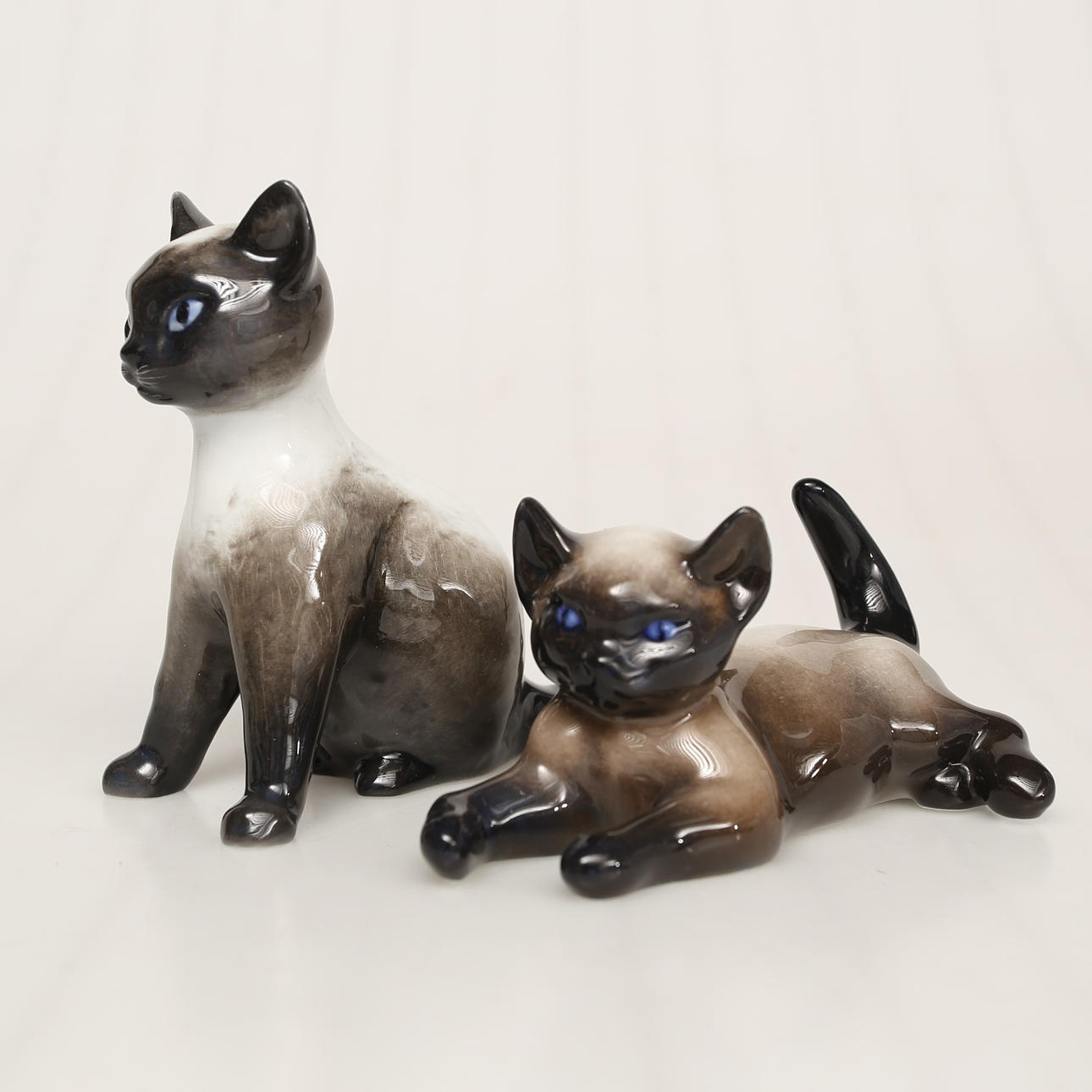 FIGURINES, porcelain, 2 cats, Rosenthal.