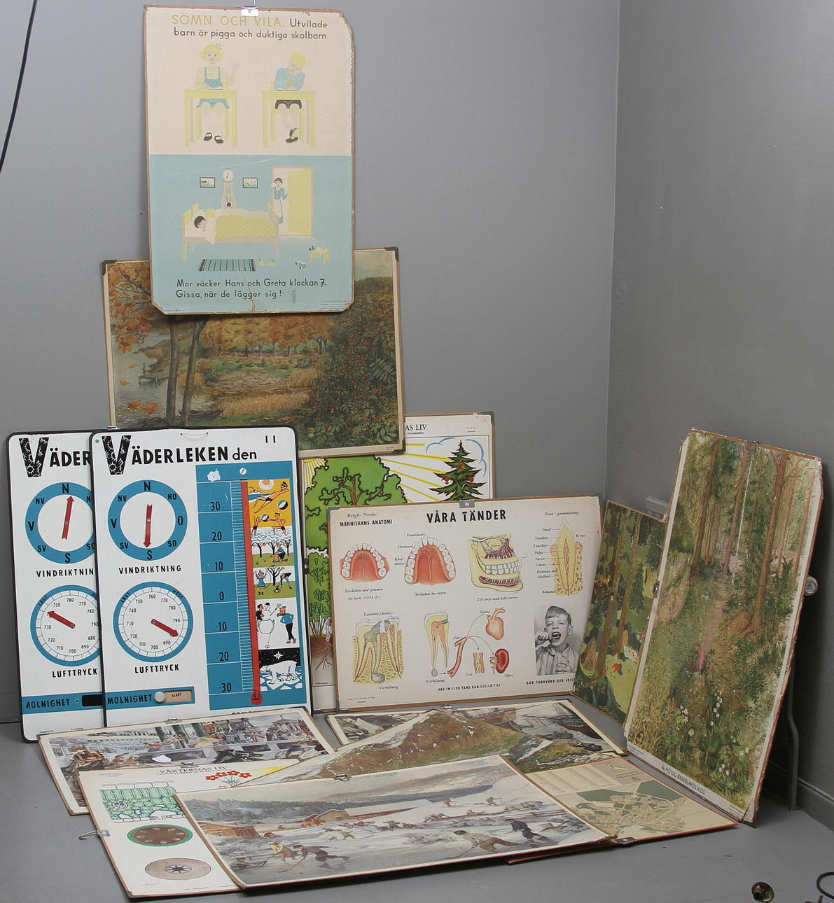 SKOLPLANSCHER, 18 st, bl.a. historiaska motiv, landskap.