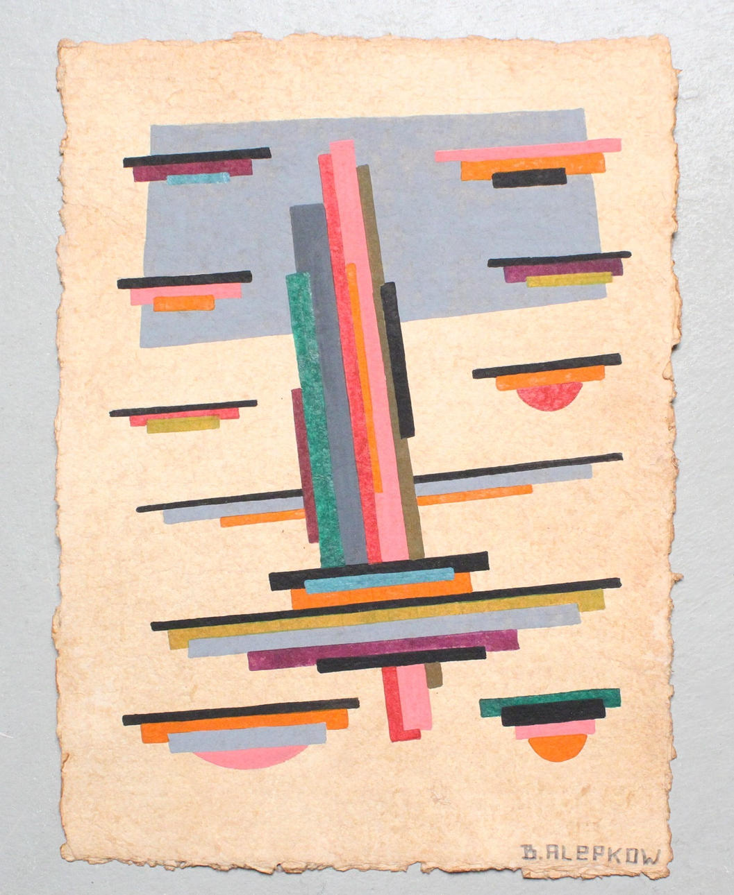 BORIS ALEPKOV. 'Geometric Composition I', gouache, signed.