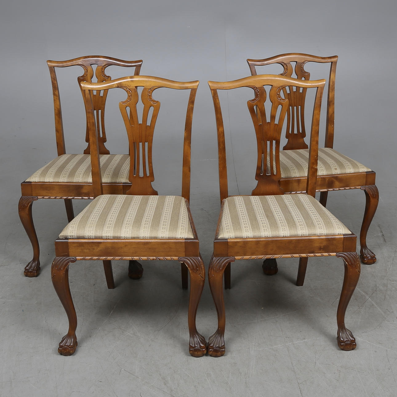 STOLAR, 4 st, chippendale-stil, 1900-talets första hälft.
