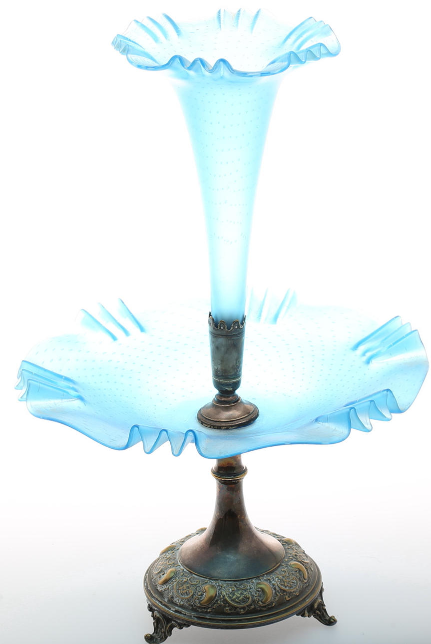 BORDSUPPSATS, Glas, nysilver, 1800-tal.