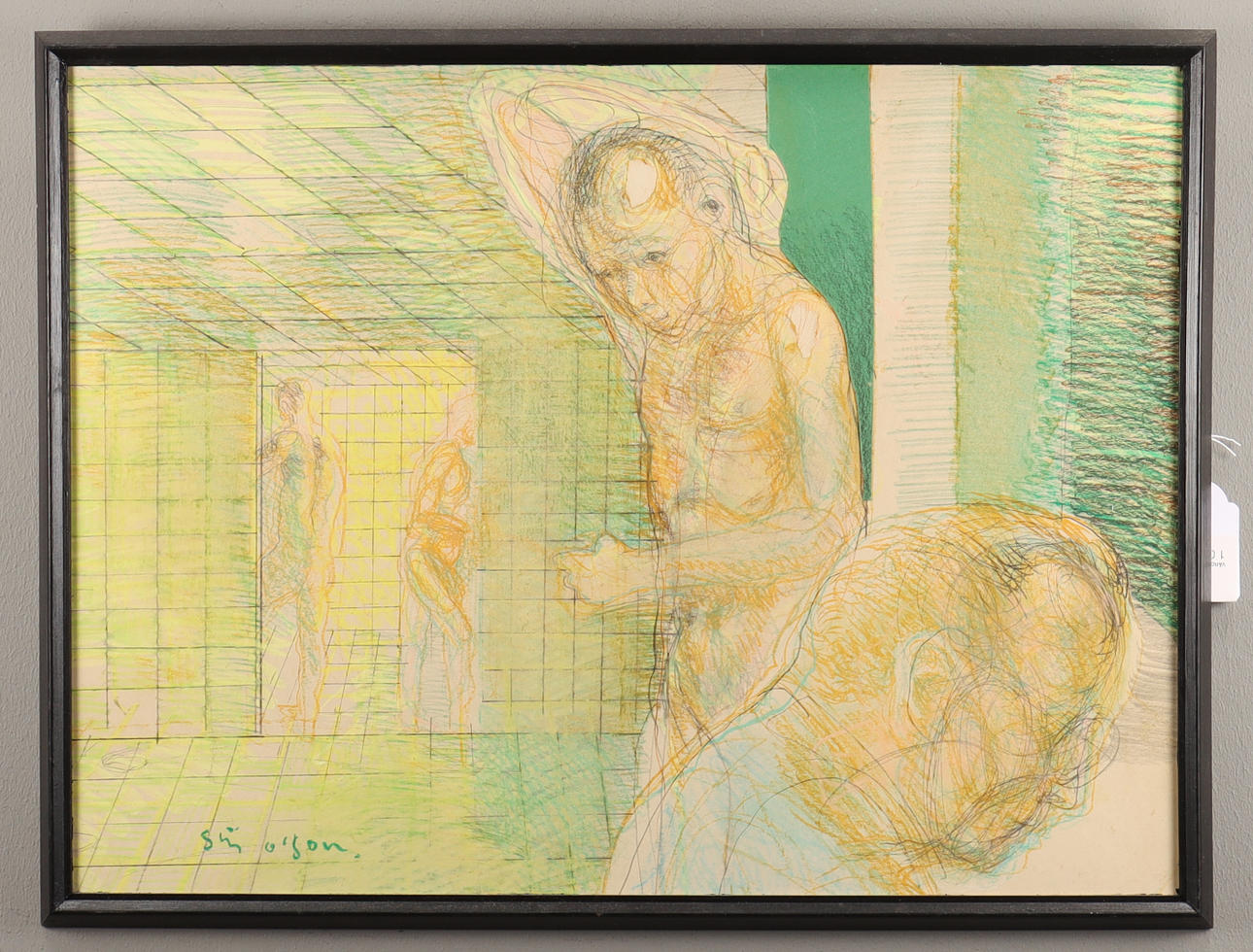 STIG OLSSON färgkrita, signerad.