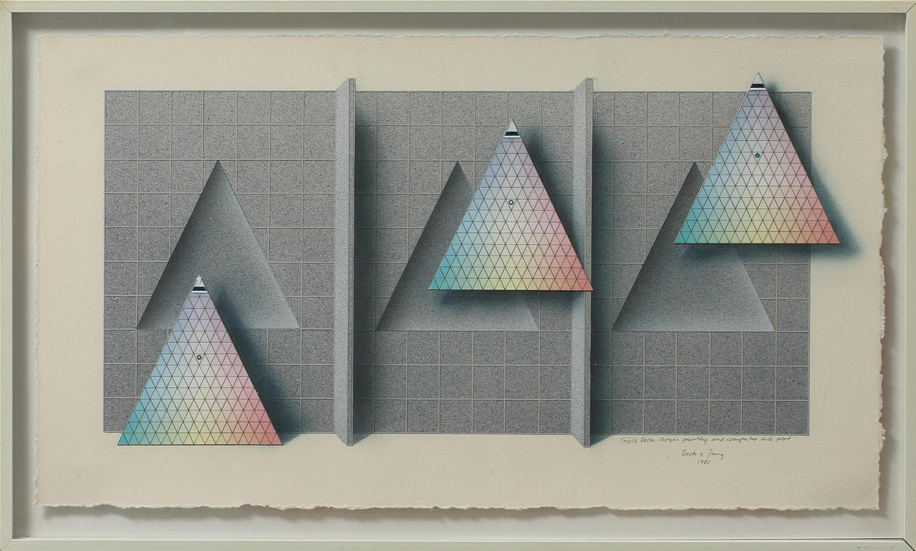 BECK & JUNG. Triple Delta, acrylic painting and computer ink plot, signerad och daterad.