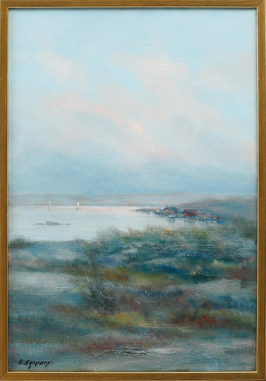 ULF ERIKSSON. “Båtvik Bohuslän”, oil on canvas, signed.