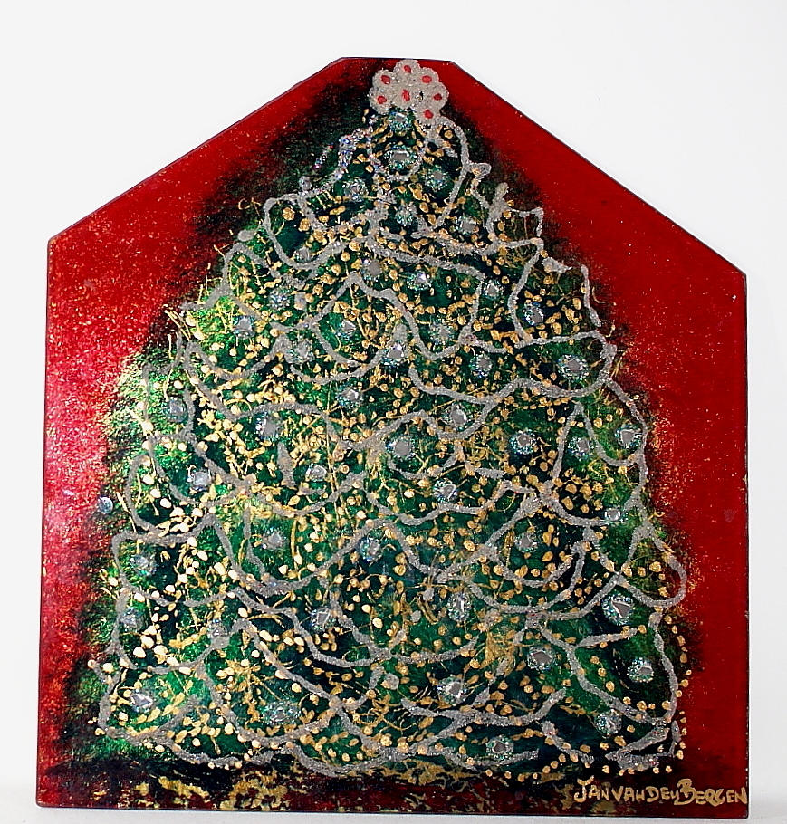 JAN VAN  DE BERGEN. GLASKONST, julgran, signerad.